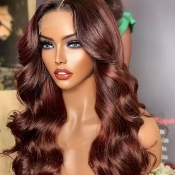 Invisible knots - Reddish Brown Tiny Knots Synthetic Wig - Picture 1 of 8